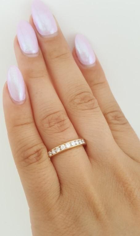 Tiffany & Co Half Circle Diamond Channel Set Wedding Band 18K Gold 3mm 0.5 ct