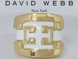 Vintage David Webb Enamel 18K Yellow Gold Statement Ring 31.6 Grams