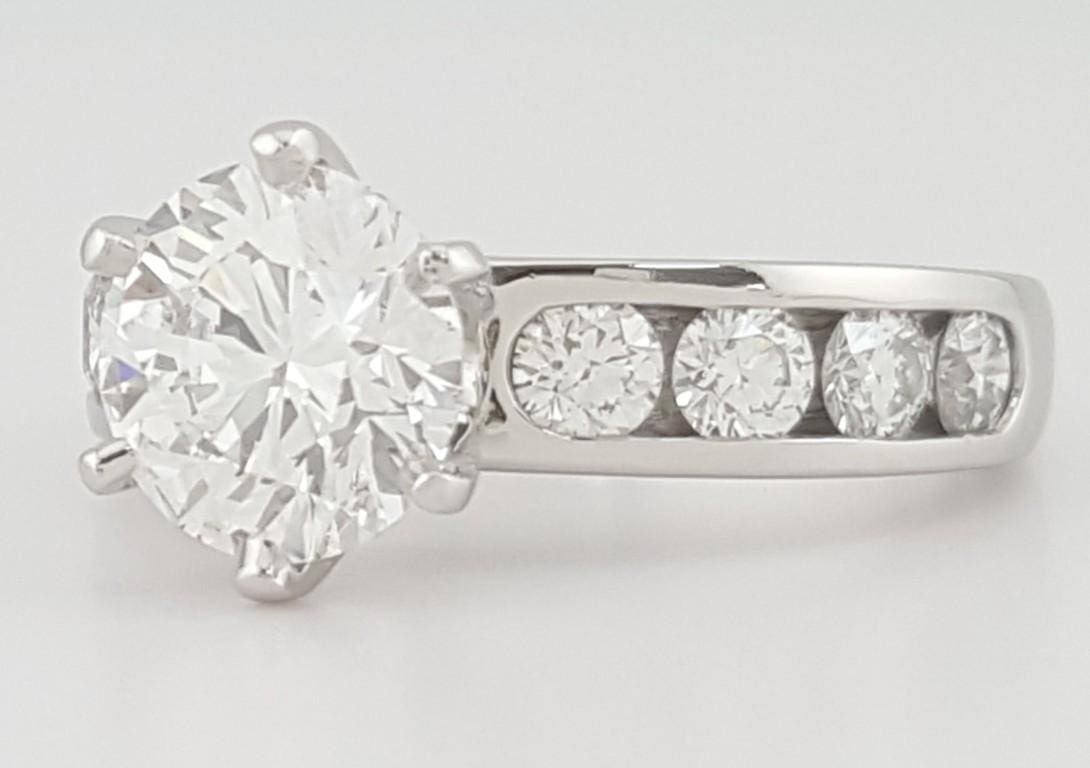 Tiffany & Co Round Diamond Channel Set Engagement Ring 2.49 ct Platinum Rt $54K