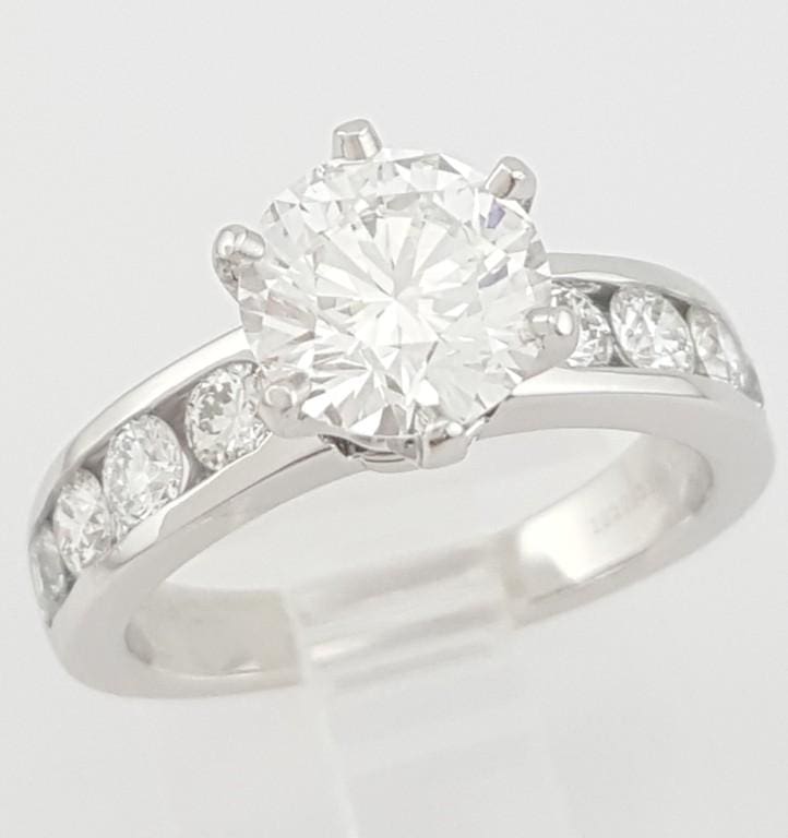 Tiffany & Co Round Diamond Channel Set Engagement Ring 2.49 ct Platinum Rt $54K