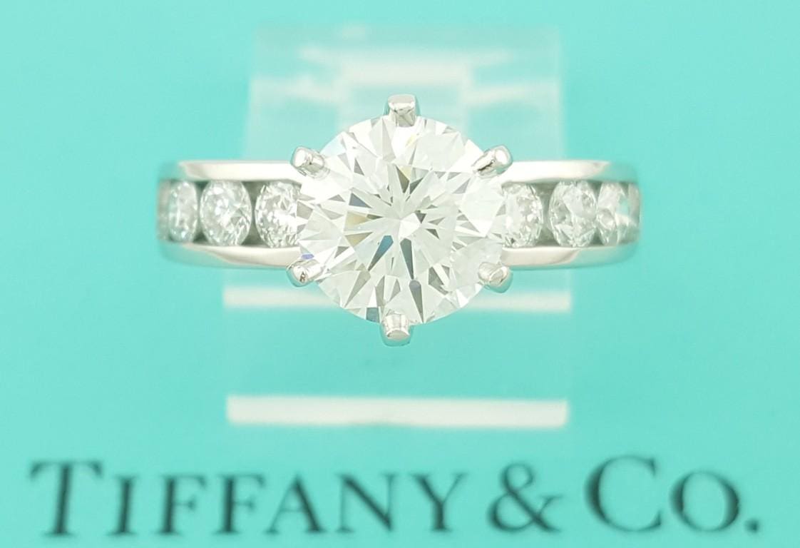 Tiffany & Co Round Diamond Channel Set Engagement Ring 2.49 ct Platinum Rt $54K