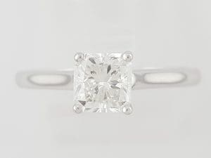 Radiant Cut Diamond Solitaire Engagement Ring 0.9 ct Plat & 18k W Gold Rtl $6.3K