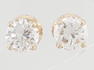 Natural Round Brilliant Cut Diamond Stud Earrings 1.06 ct 14k Yellow Gold $2,995