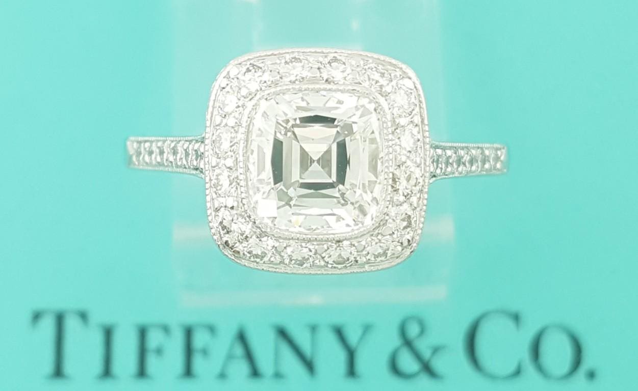 Tiffany & Co Legacy Cut Diamond Platinum Engagement Ring 1.84 ct Retail $44k
