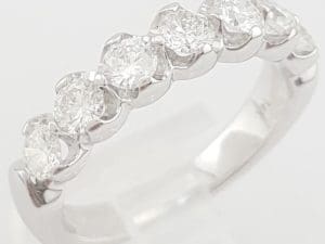 Seven 7 Stone Diamond Shared Prong Wedding Band 1 ct 14k White Gold 4.6mm