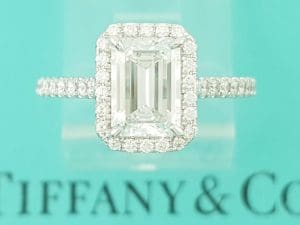 Tiffany & Co Soleste Emerald Cut Halo Diamond Engagement Ring 1.4 ct Rtl $38k