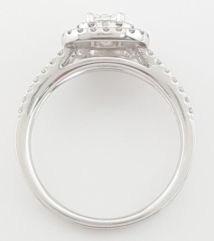 Emerald Diamond Double Halo Split Shank Engagement Ring 1.4 ct Platinum Rtl $7K