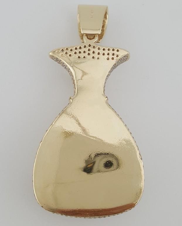 Money Bag Pave Diamond Pendant 15 ct 14k Gold 78.3 Grams 3.26" Retail $30K