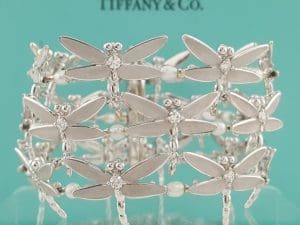 Tiffany & Co. Dragonfly Diamond Pearl Bracelet 18K W Gold 2.3 ct 67.7 Grams