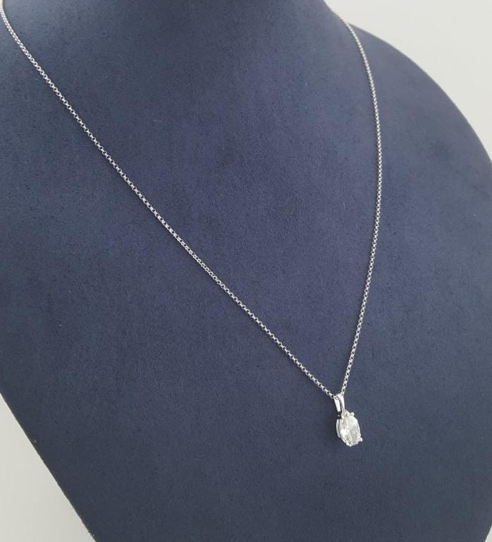 Empress Pear Shape Diamond Solitaire Pendant Necklace 0.72 ct 14K White Gold $4K