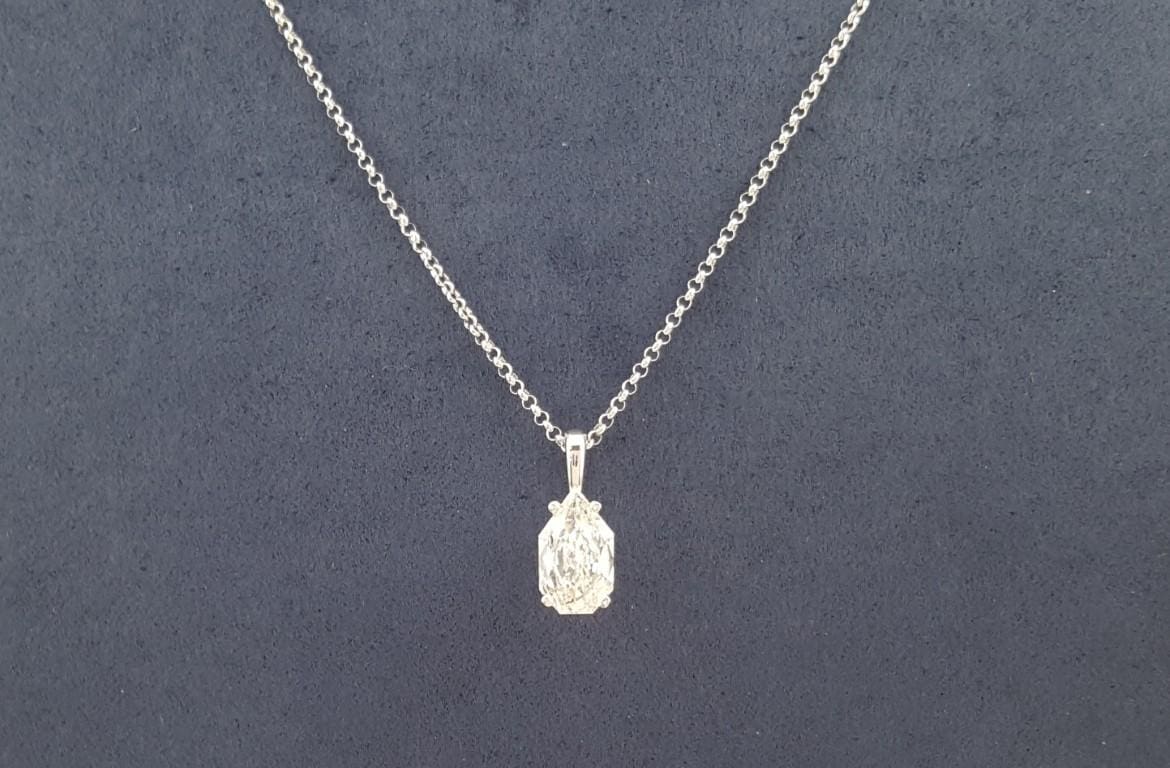 Empress Pear Shape Diamond Solitaire Pendant Necklace 0.72 ct 14K White Gold $4K