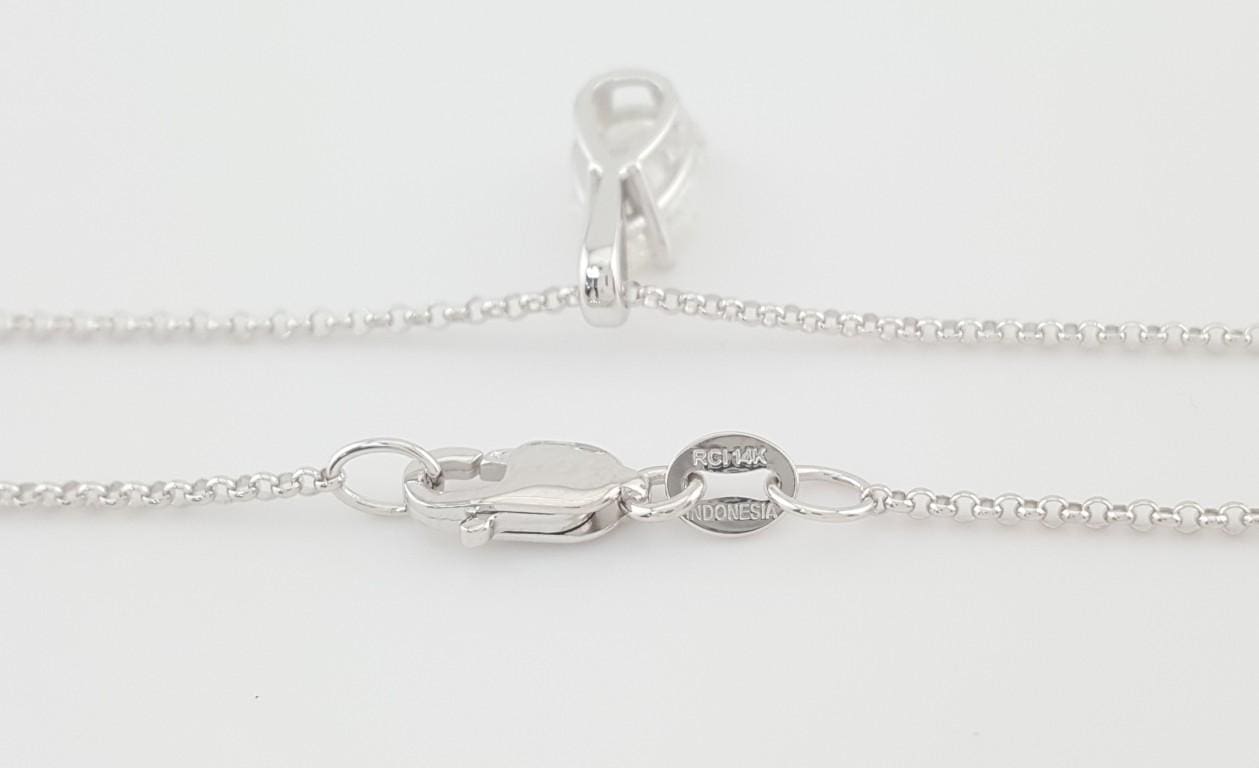 Empress Pear Shape Diamond Solitaire Pendant Necklace 0.72 ct 14K White Gold $4K