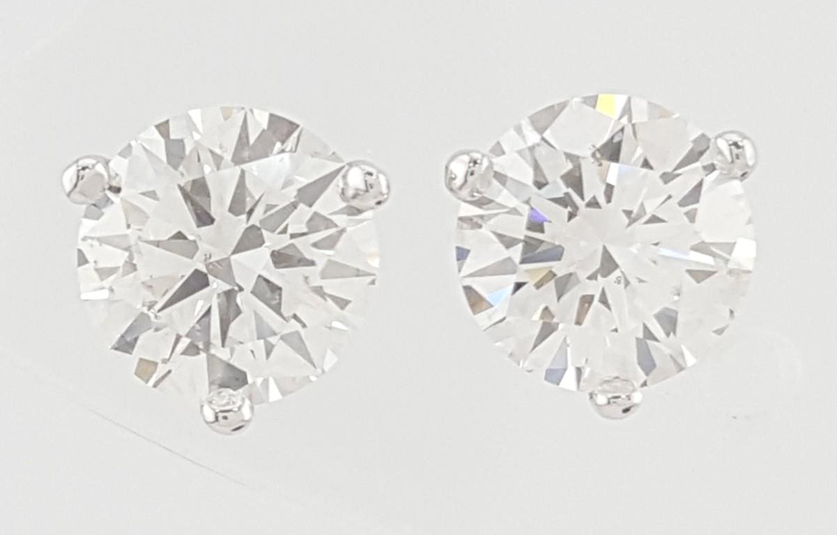 Fire & Ice Natural Round Diamond Ideal Cut Stud Earrings 2.01 ct 18K Retail $24K