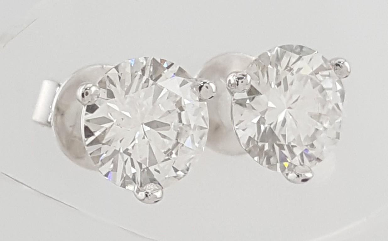 Fire & Ice Natural Round Diamond Ideal Cut Stud Earrings 2.01 ct 18K Retail $24K