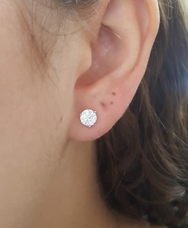 Fire & Ice Natural Round Diamond Ideal Cut Stud Earrings 2.01 ct 18K Retail $24K