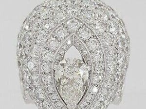 GRAFF 18K White Gold 11 ct Pear & Round Diamonds Pave "PAVILION" Ring GIA